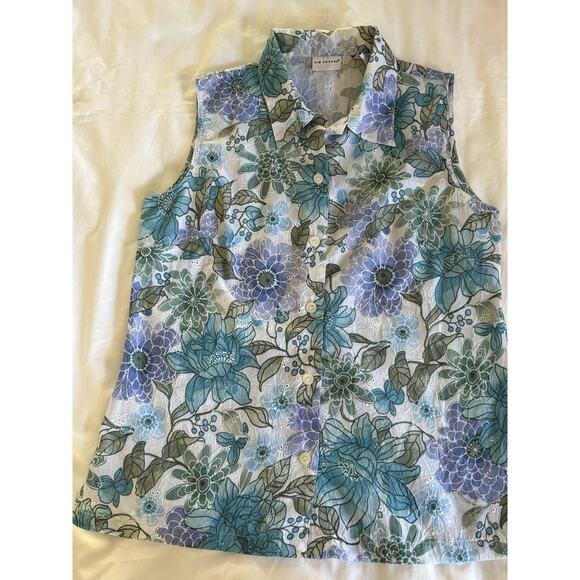 Kim Rogers Women's Size Small Sleeveless Top Blouse lavender with eyelets - Picture 7 of 9